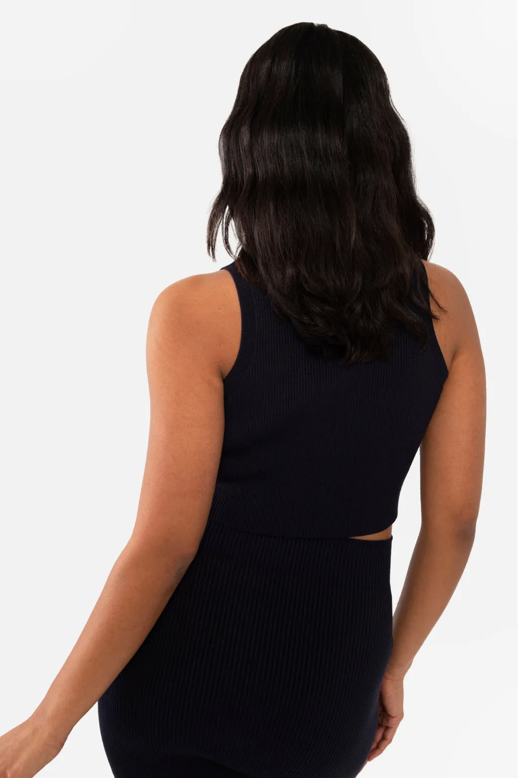 EMMA RIBBED CROP TANK - CHARCOAL HEATHER GREY