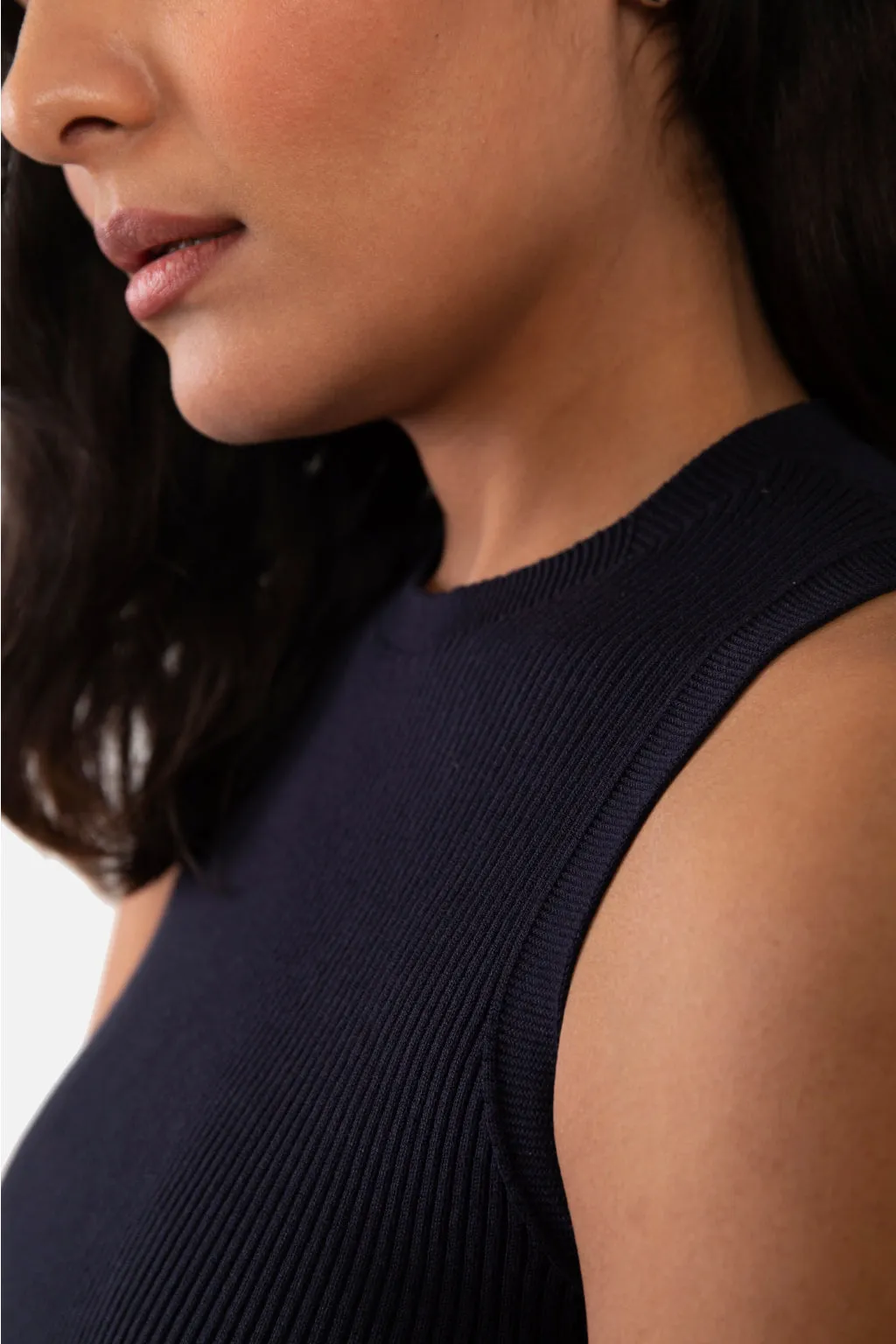 EMMA RIBBED CROP TANK - CHARCOAL HEATHER GREY