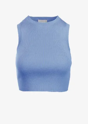 EMMA RIBBED CROP TANK - LIGHT BLUE