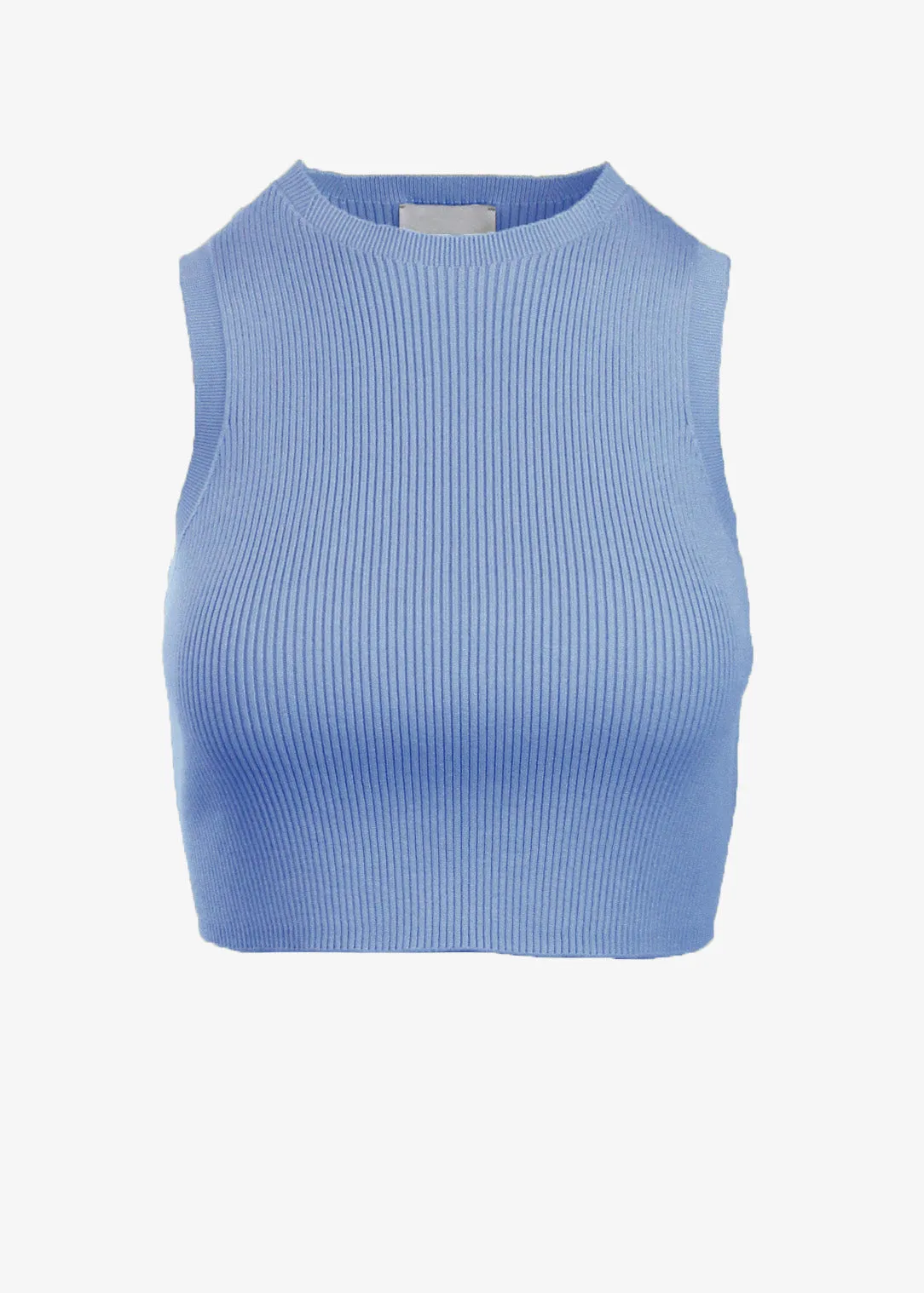 EMMA RIBBED CROP TANK - LIGHT BLUE