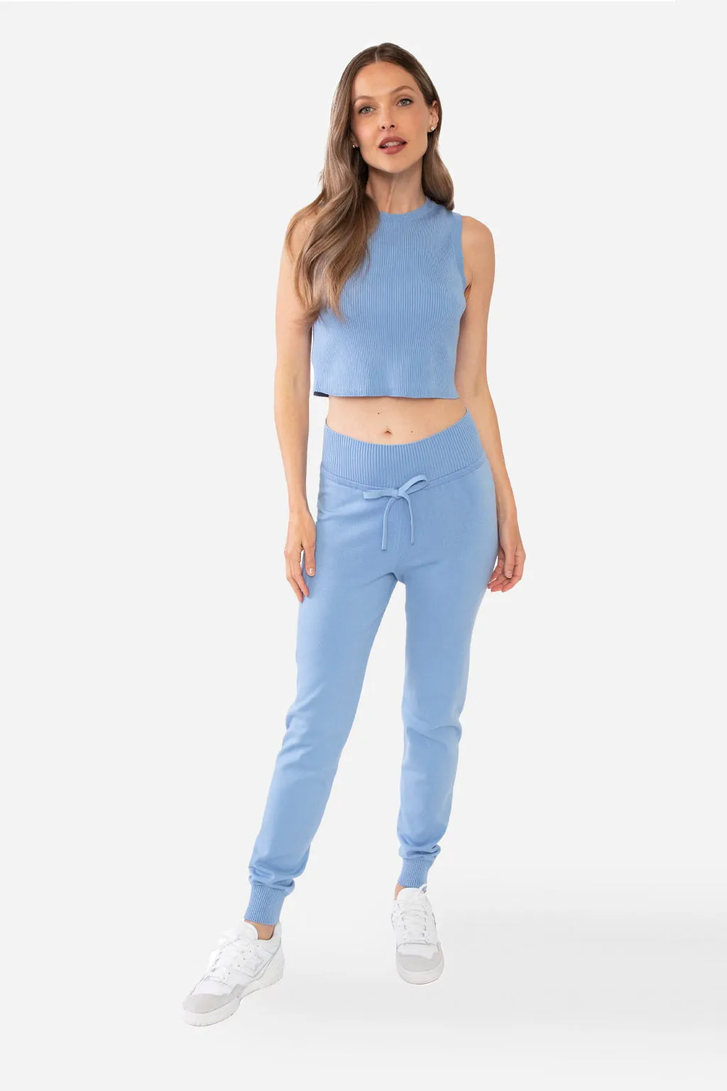 EMMA RIBBED CROP TANK - LIGHT BLUE