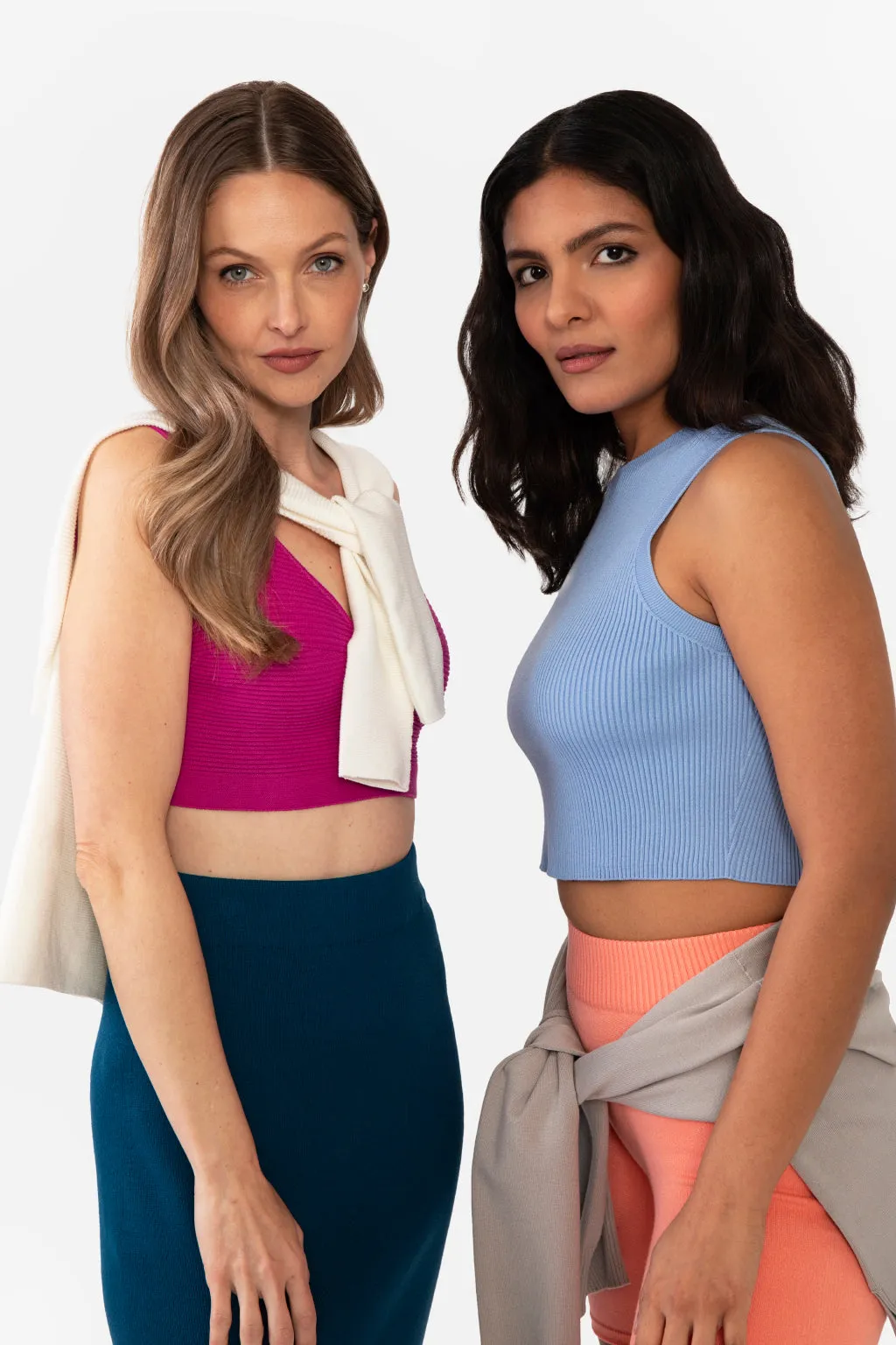EMMA RIBBED CROP TANK - WHITE