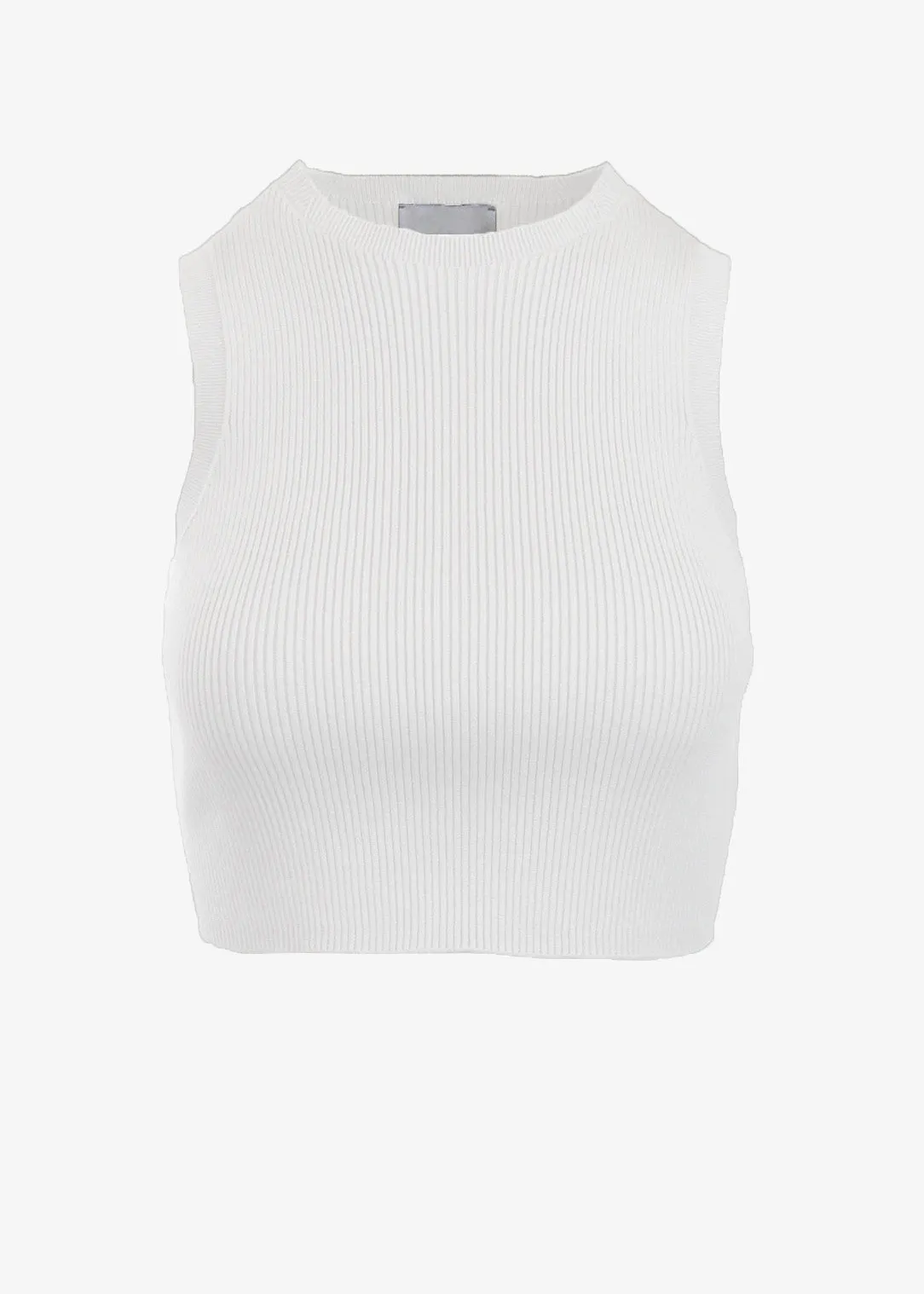 EMMA RIBBED CROP TANK - WHITE