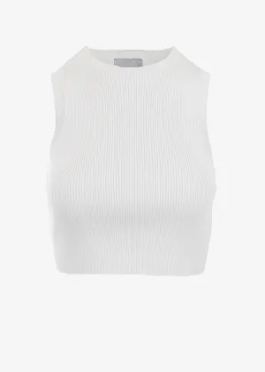EMMA RIBBED CROP TANK - WHITE