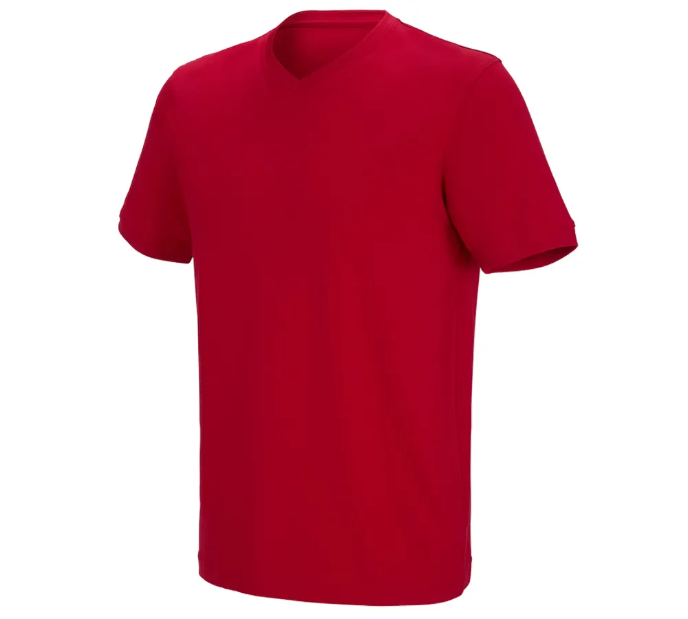 e.s. kratka majica cotton stretch z V-izrezom