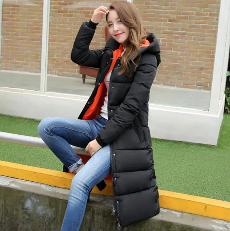 Fashion Cotton Padded Jacket Women Slim Thick Stars Print Female Coat Parka Warm Long Jackets Ladies Overcoat