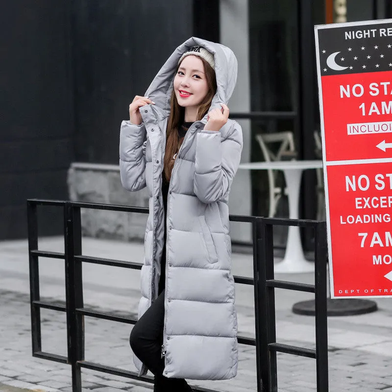 Fashion Cotton Padded Jacket Women Slim Thick Stars Print Female Coat Parka Warm Long Jackets Ladies Overcoat