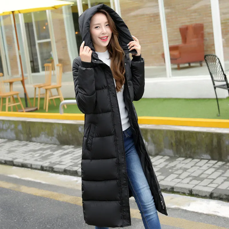 Fashion Cotton Padded Jacket Women Slim Thick Stars Print Female Coat Parka Warm Long Jackets Ladies Overcoat