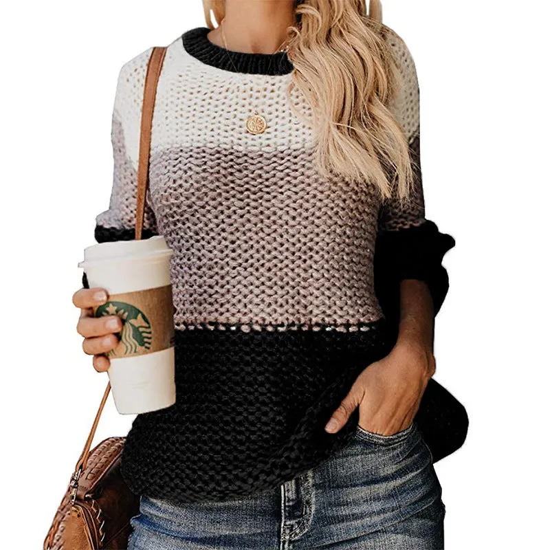 Fashion Thick Color Matching Pullover Sweater