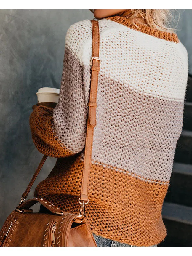 Fashion Thick Color Matching Pullover Sweater
