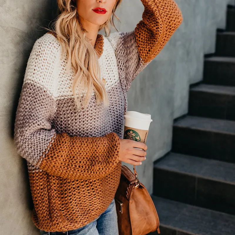 Fashion Thick Color Matching Pullover Sweater
