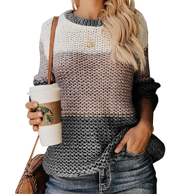 Fashion Thick Color Matching Pullover Sweater