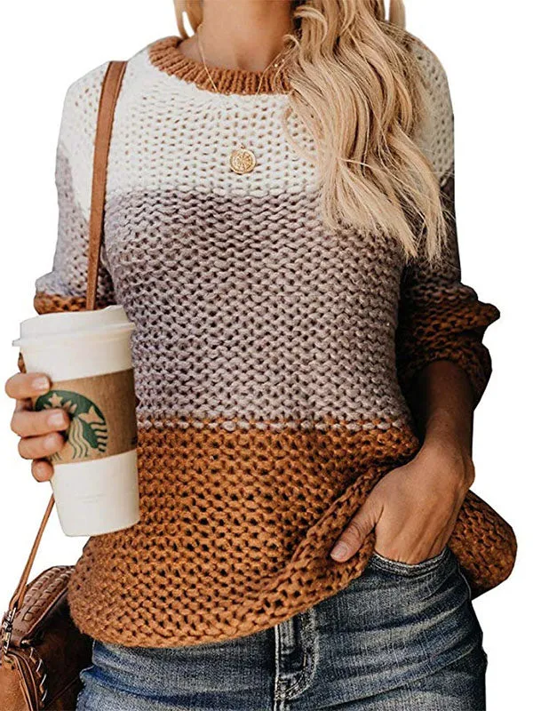 Fashion Thick Color Matching Pullover Sweater