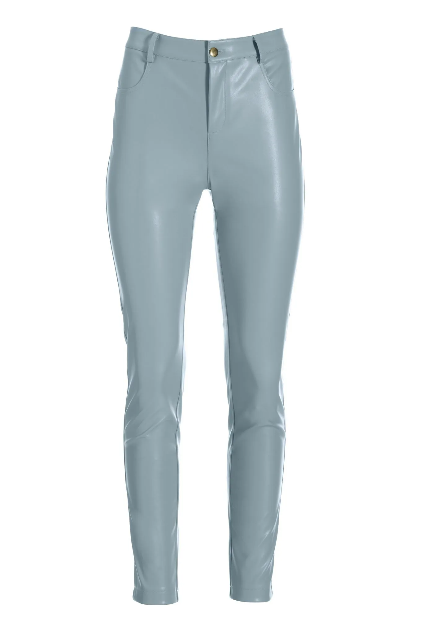 Faux Leather Five Pocket Pant Light Blue