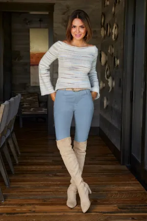 Faux Leather Five Pocket Pant Light Blue