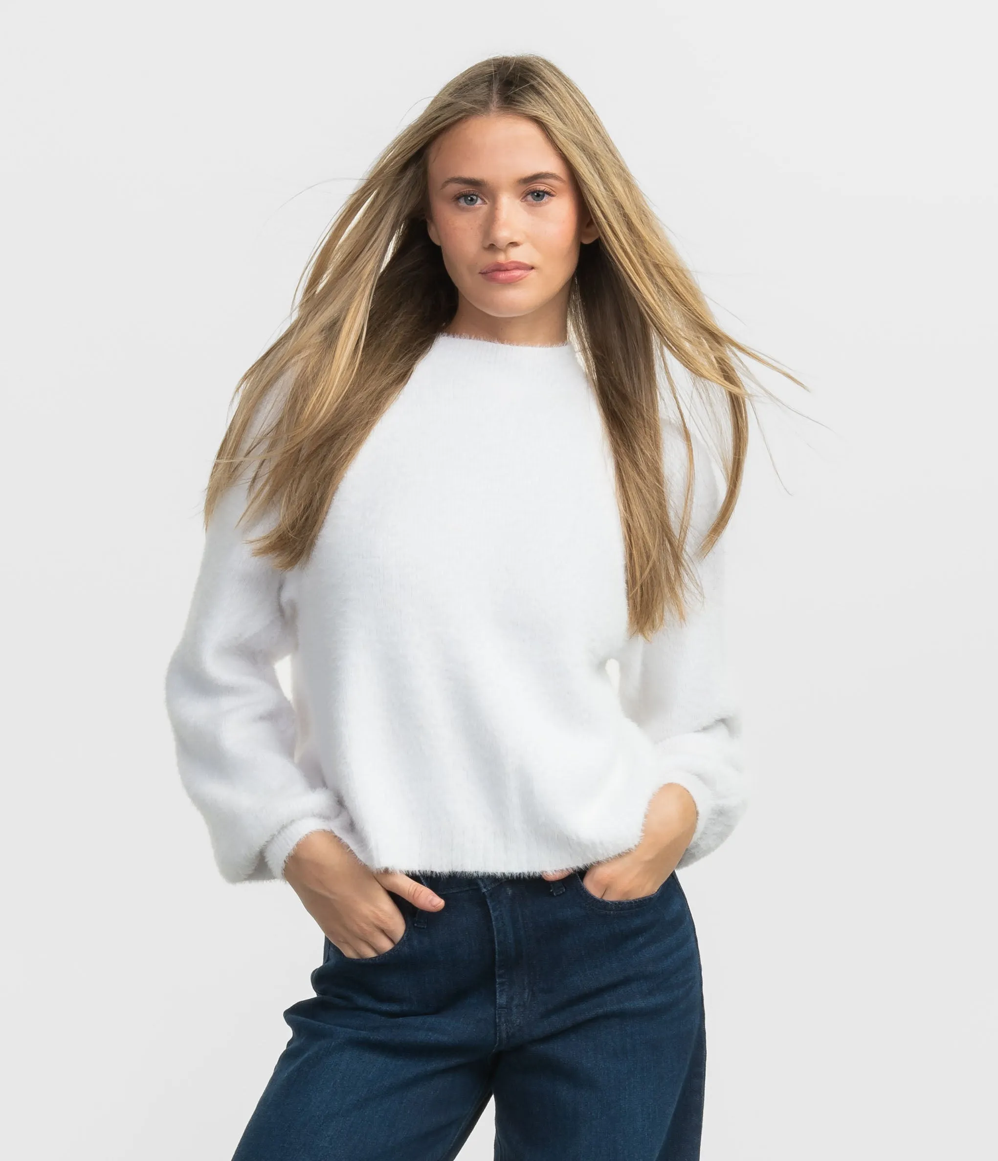 Feather Knit Mockneck Sweater