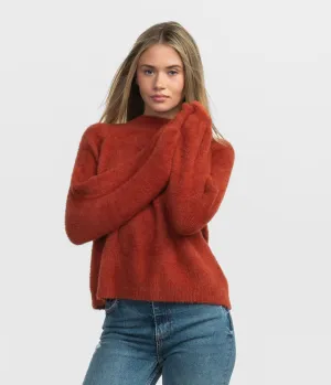 Feather Knit Mockneck Sweater