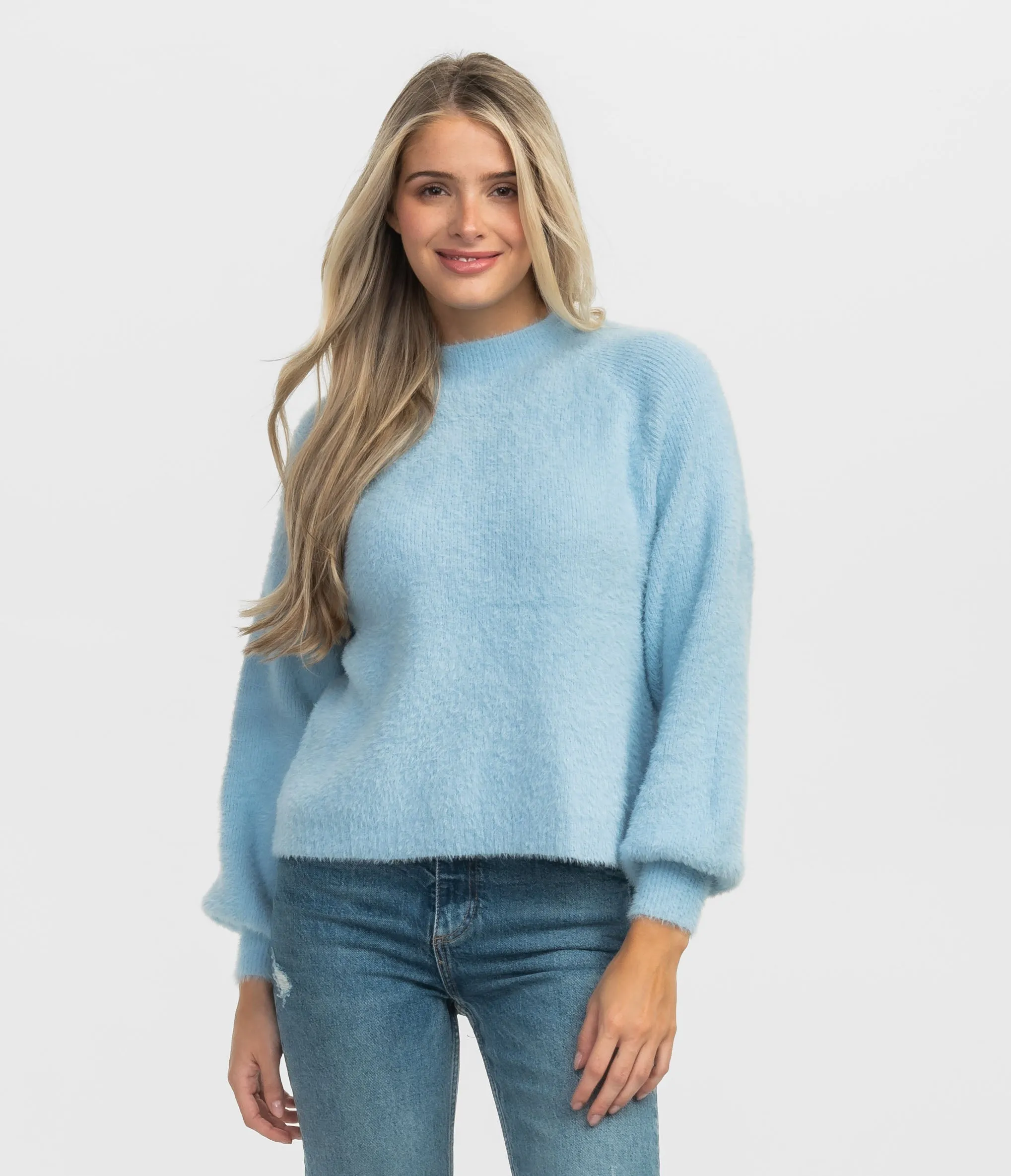 Feather Knit Mockneck Sweater