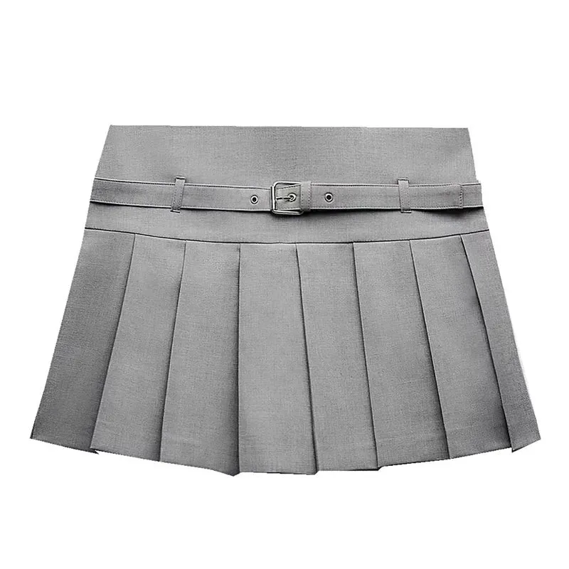 Female Fashion Textured Wild Folds Skirt Sweetwear Skirt Women High Waist Trend With Belt Tight Mini Skirt Y2k