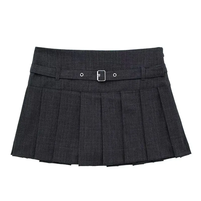 Female Fashion Textured Wild Folds Skirt Sweetwear Skirt Women High Waist Trend With Belt Tight Mini Skirt Y2k