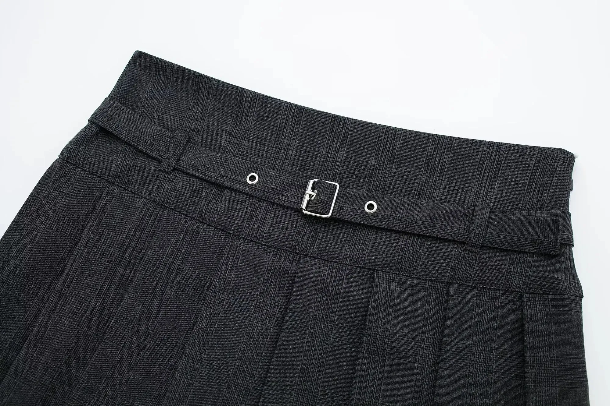 Female Fashion Textured Wild Folds Skirt Sweetwear Skirt Women High Waist Trend With Belt Tight Mini Skirt Y2k