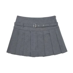 Female Fashion Textured Wild Folds Skirt Sweetwear Skirt Women High Waist Trend With Belt Tight Mini Skirt Y2k