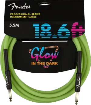 Fender Professional Glow in the Dark Cable, Green, 18.6'