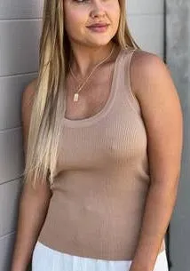 Finer Rib Tank Beige