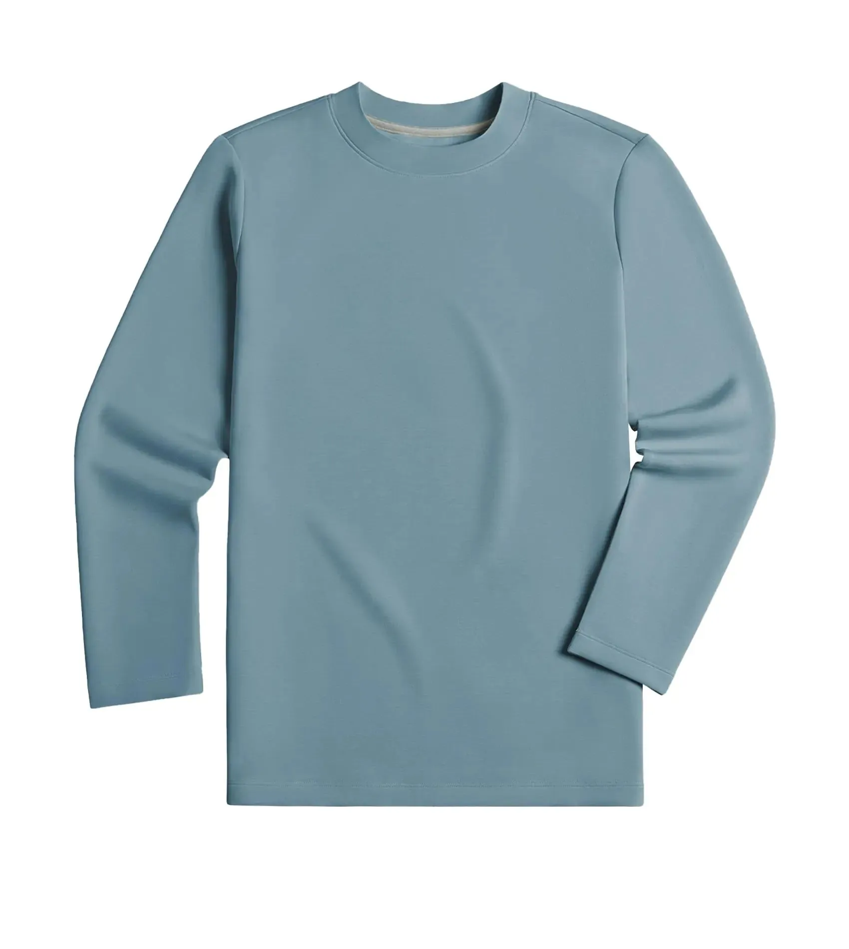 Fioboc T-Shirts Long Sleeve Polo Shirts for Men Modal Blend Heavy Cotton T Shirts Long Sleeve Tee Slate_Blue 4XL