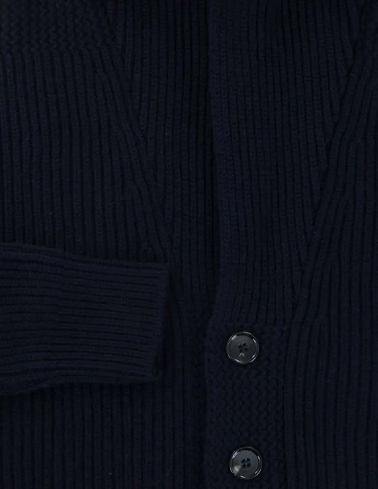 Fiori Di Lusso Navy Blue Shawl Sweater