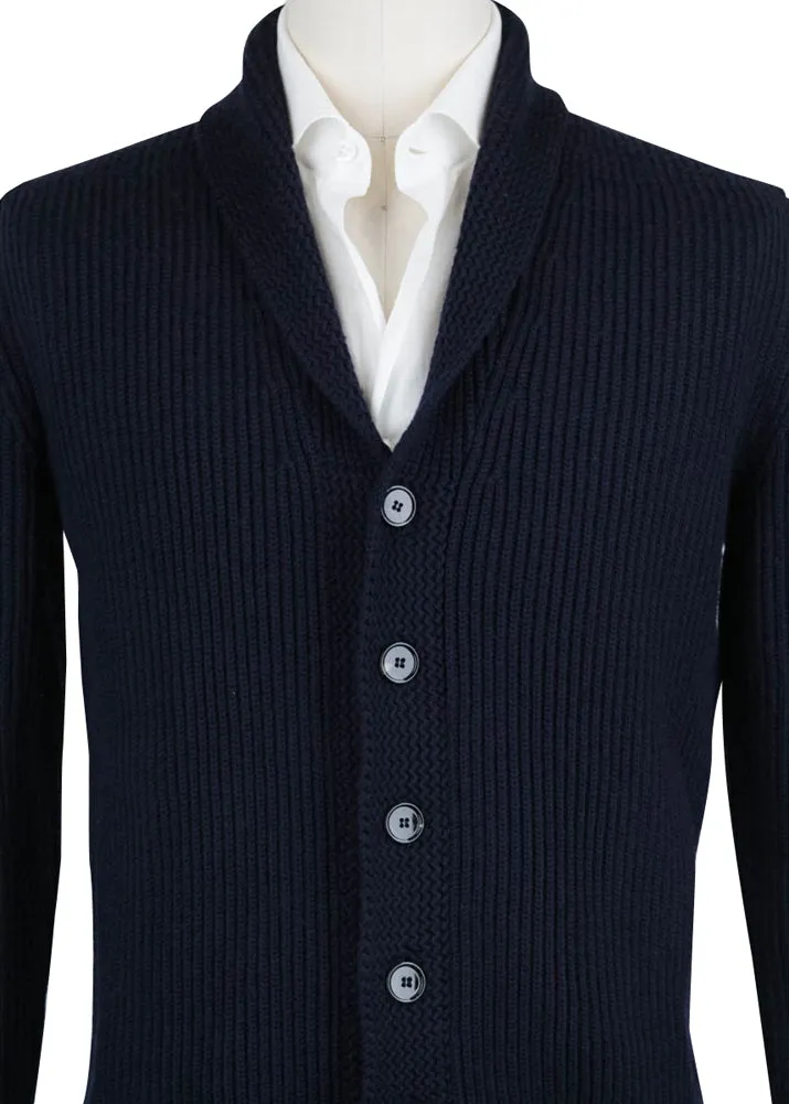 Fiori Di Lusso Navy Blue Shawl Sweater