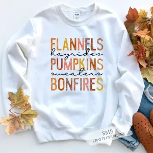Flannels Hayrides Pumpkins Sweaters Bonfires