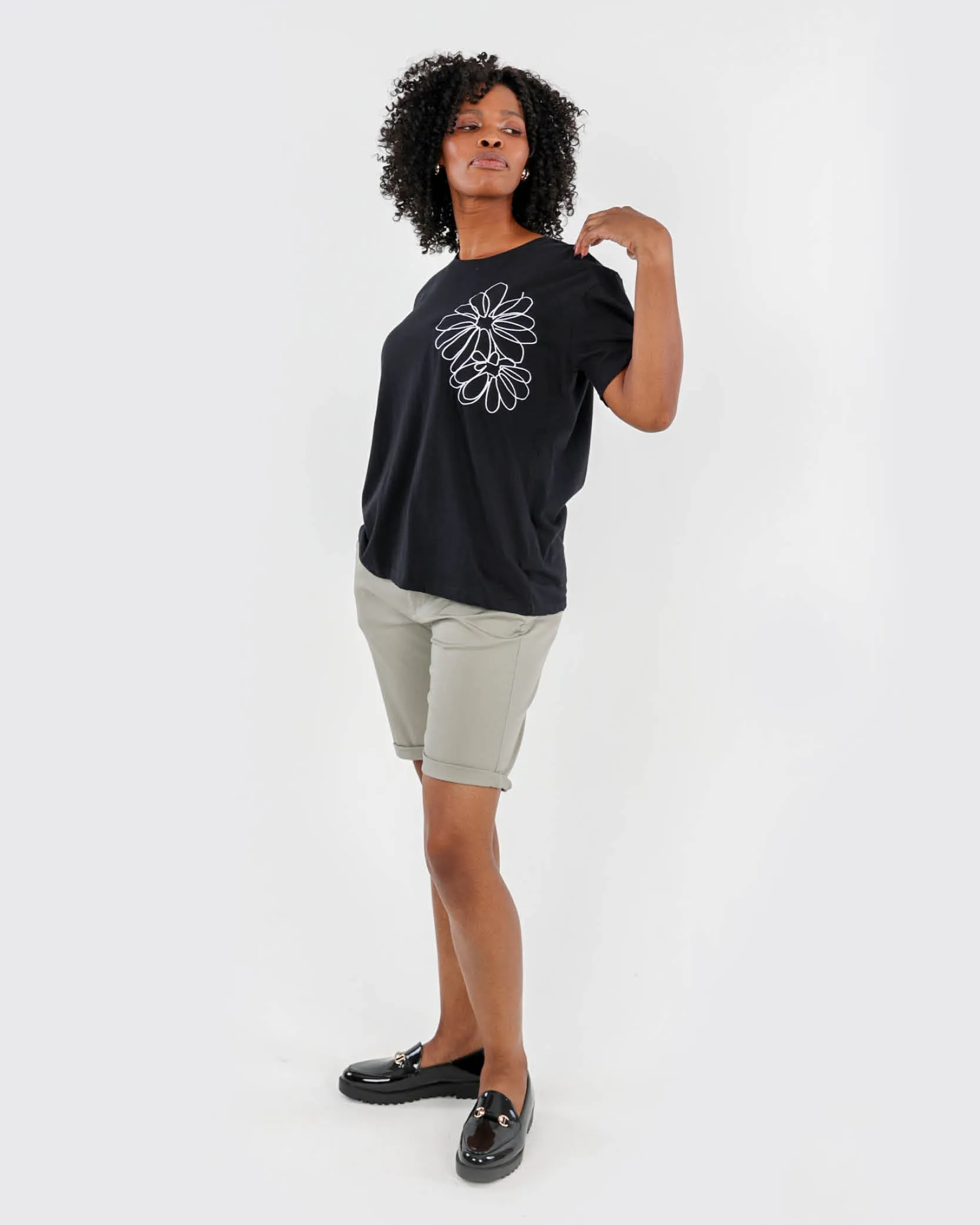 Flower Embroidered T-Shirt