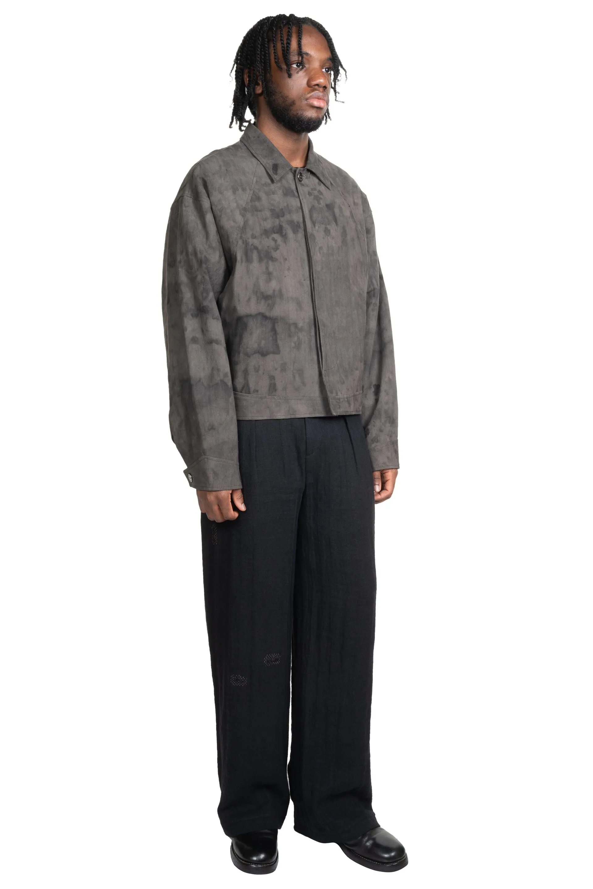 FM E Cropped Jacket Natural Dyed Grey
