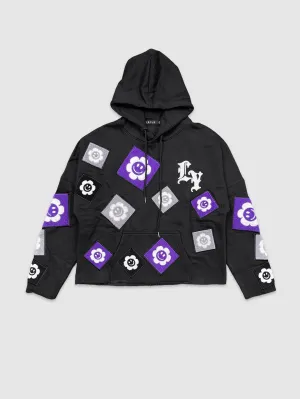 FOC-80679-Chenille Patch Cropped Hoodie