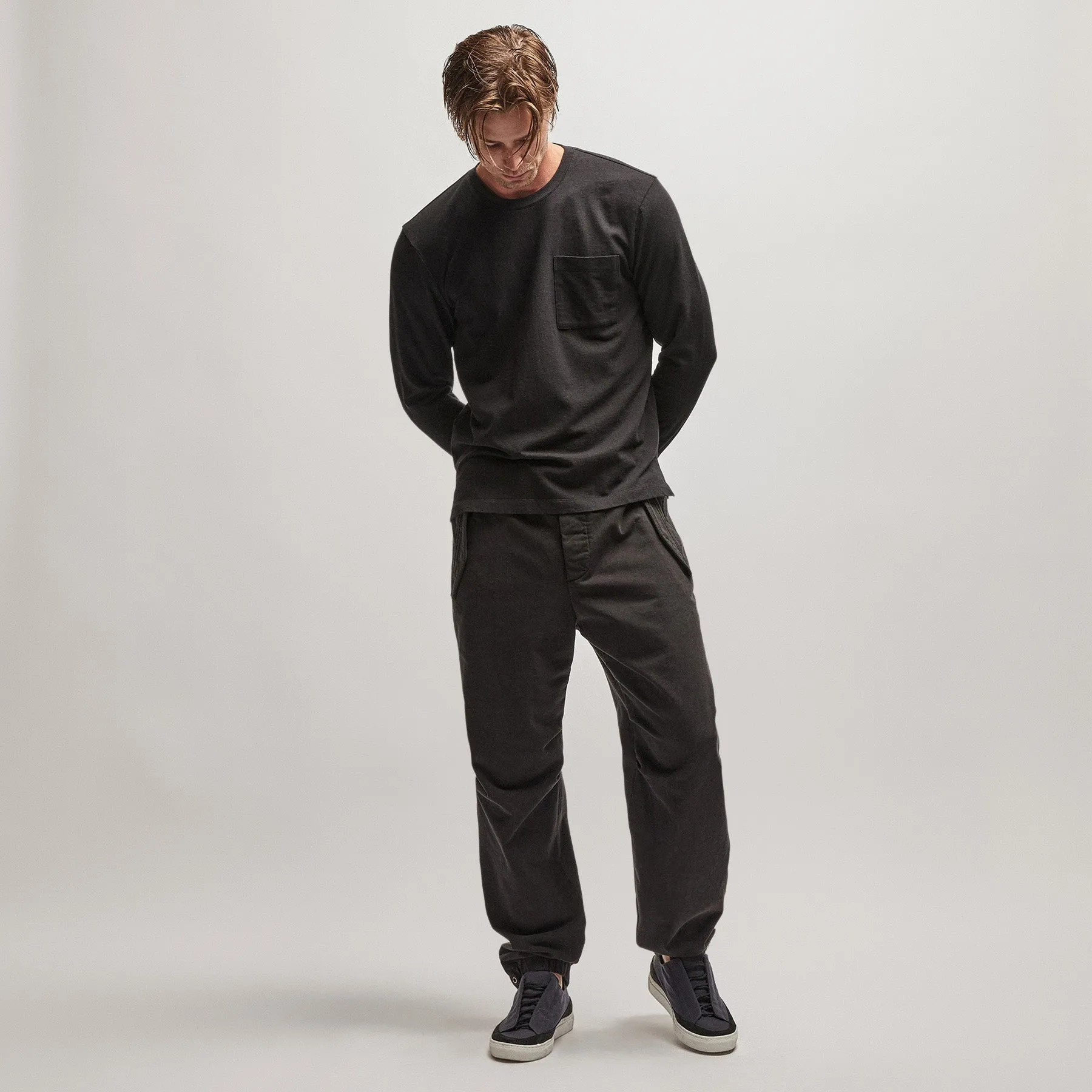 French Terry Pocket Crew - Black