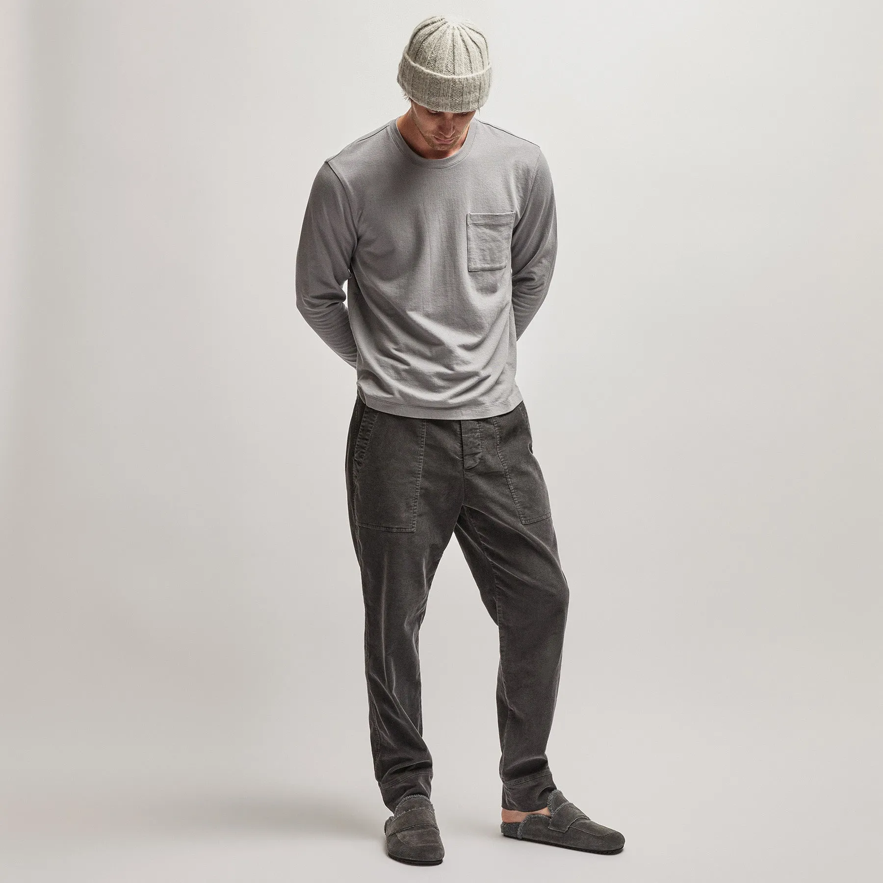 French Terry Pocket Crew - Silver Grey