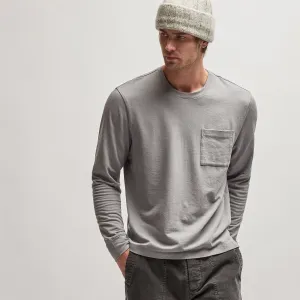 French Terry Pocket Crew - Silver Grey