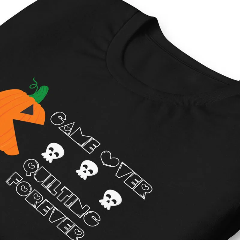 Game Over Quilting Forever Black T-Shirt