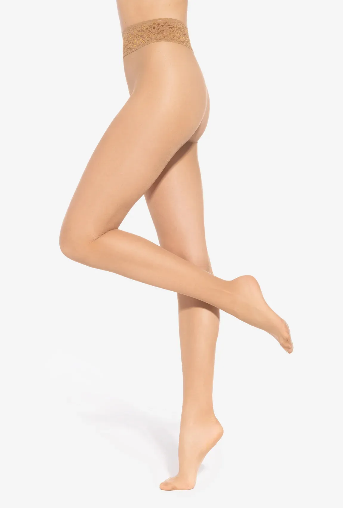 Gatta Softi-Comfi 30 Den Tights – Elegant Lace Waistband & Satin Finish