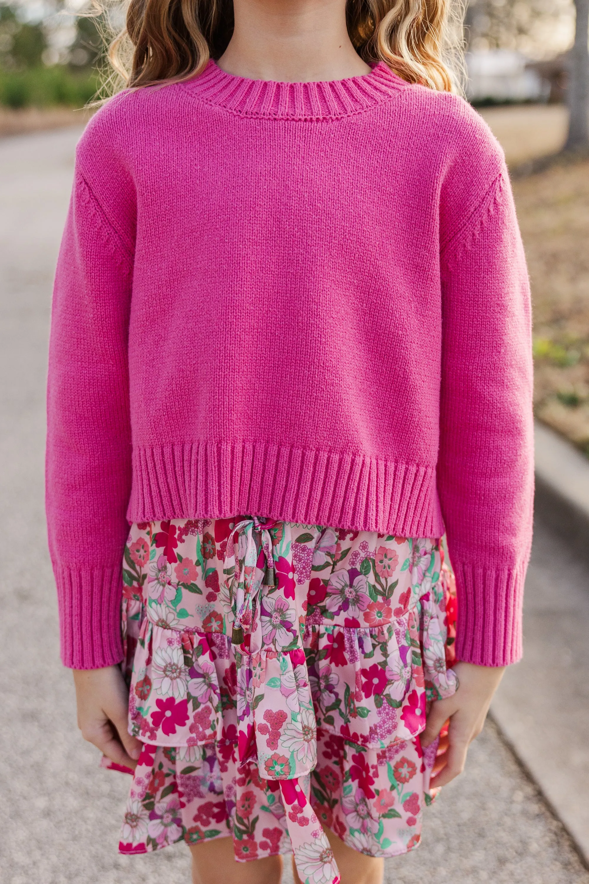 Girls: The Lucy Fuchsia Pink Sweater