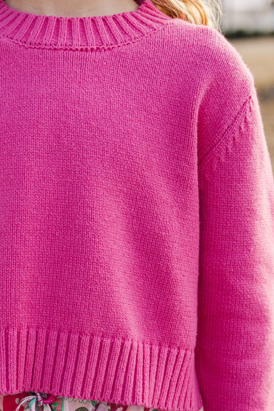 Girls: The Lucy Fuchsia Pink Sweater