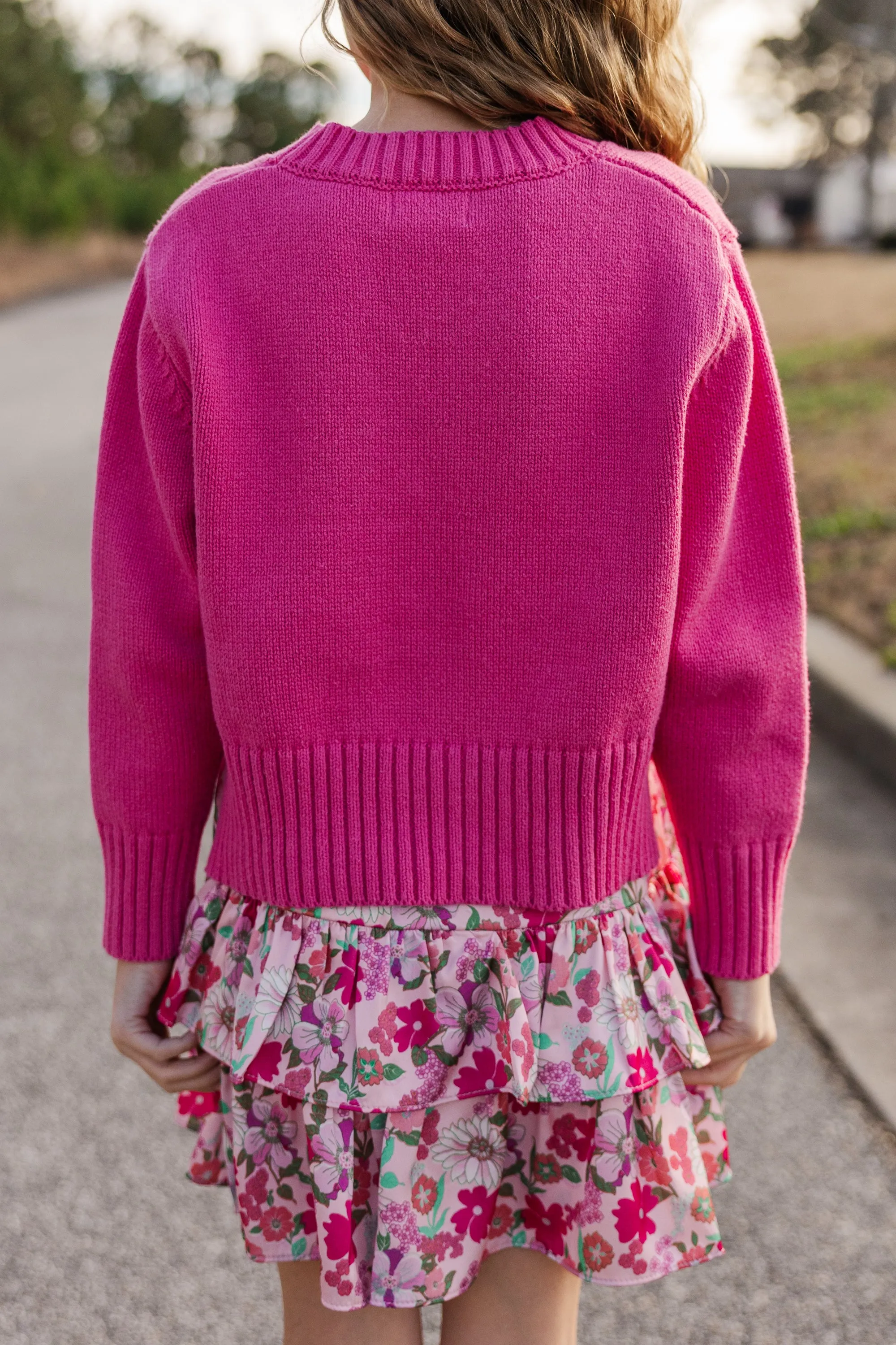 Girls: The Lucy Fuchsia Pink Sweater