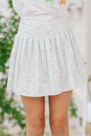 Girls: The Mila Light Blue Ditsy Floral Skort