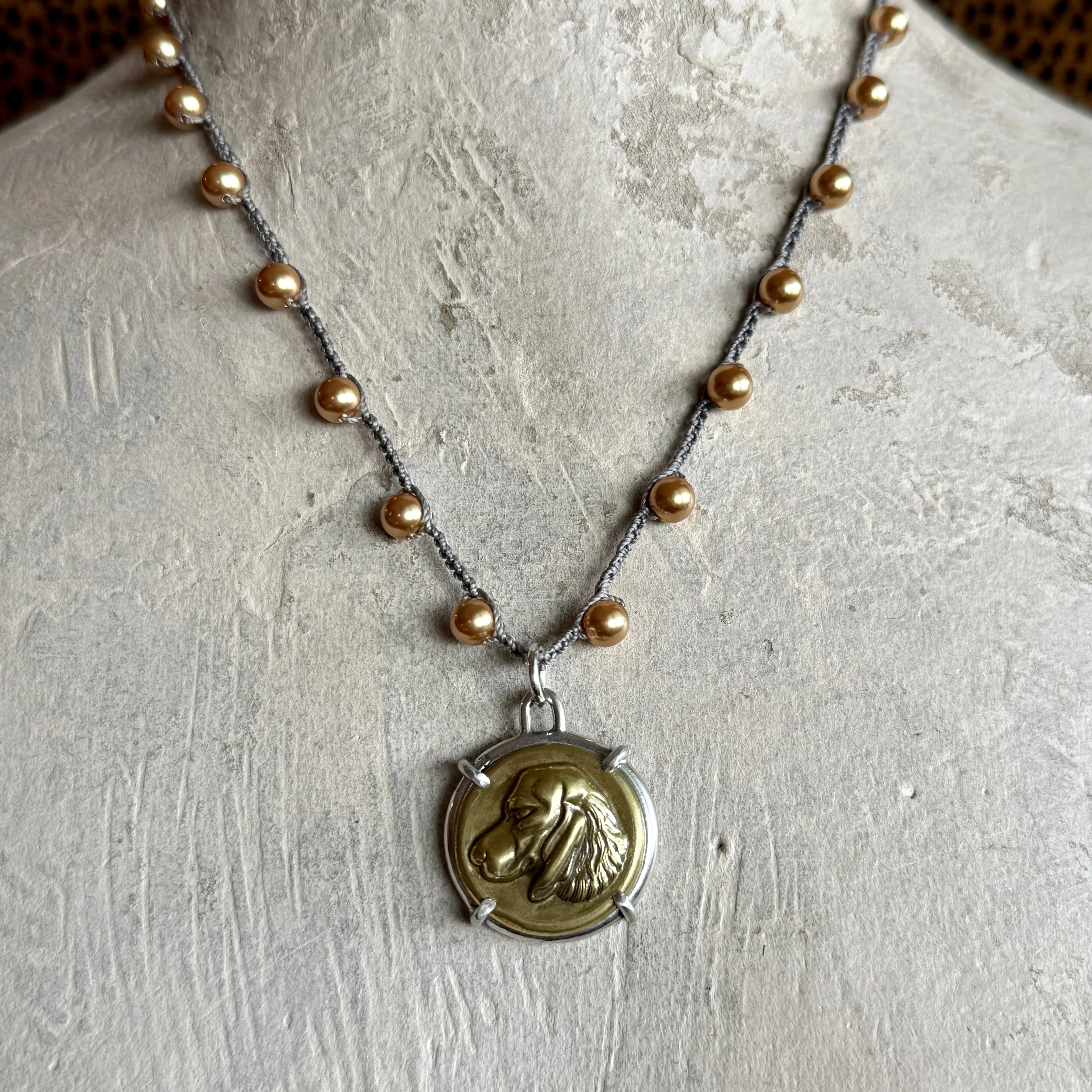 Golden Retriever Dog Button Necklace