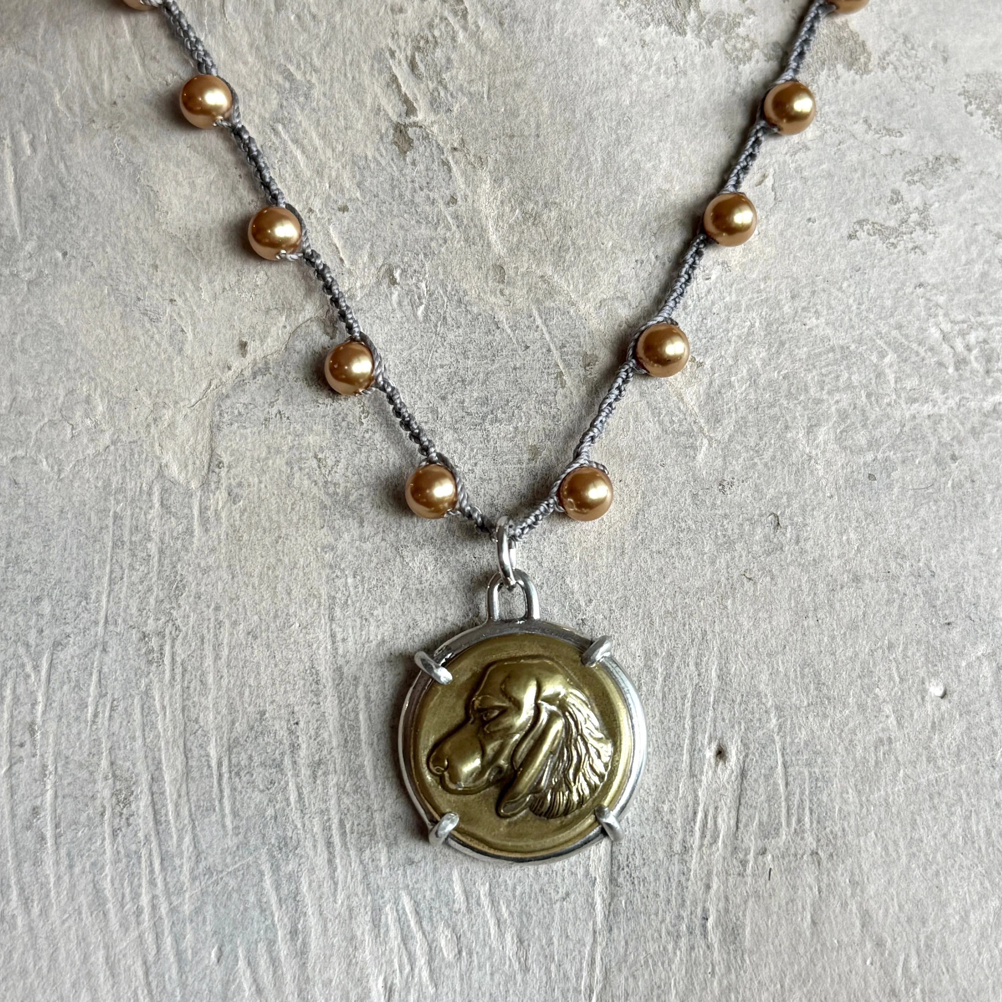 Golden Retriever Dog Button Necklace