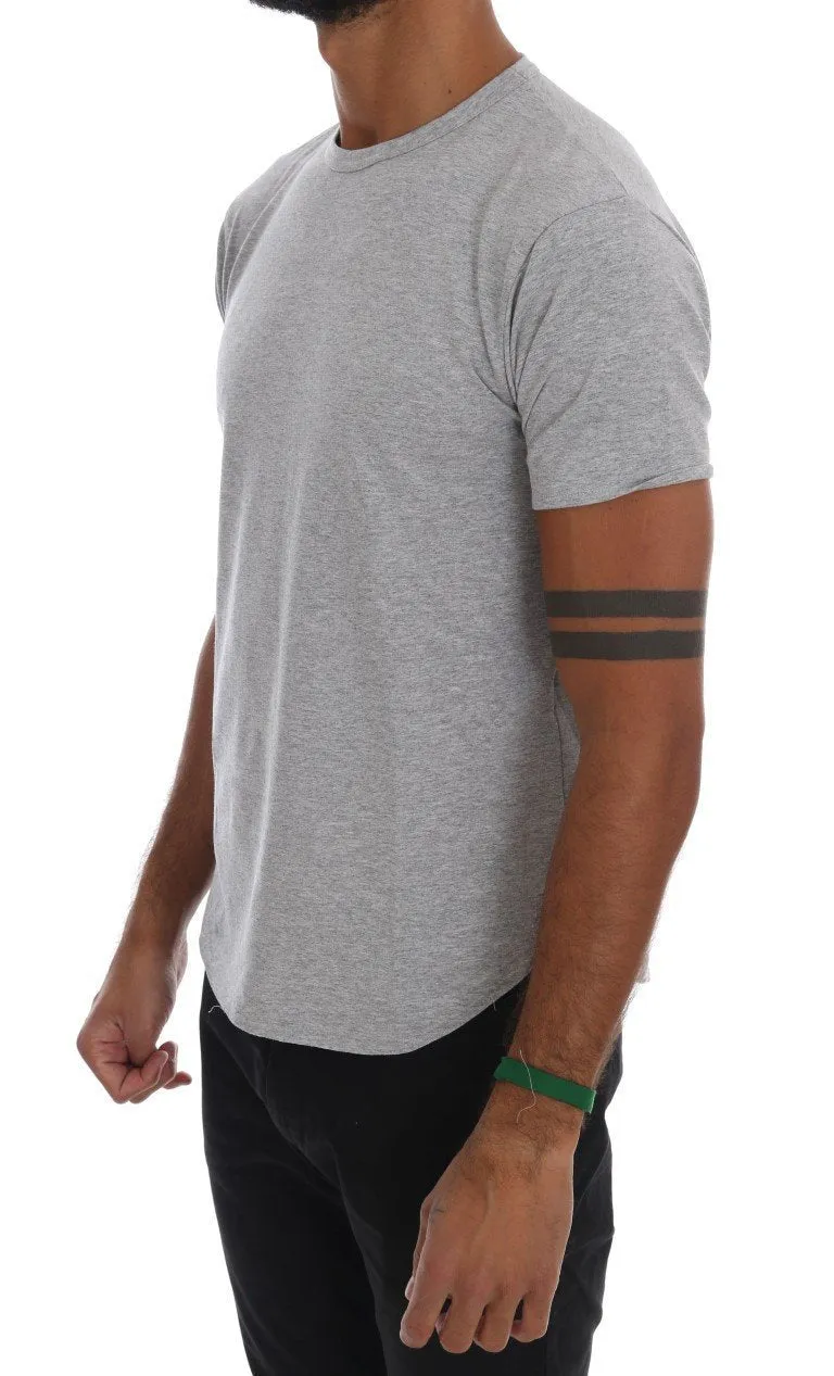 Gray Cotton Stretch Crew-neck T-Shirt
