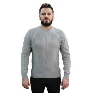 Gray - Crew Neck - Wool-   Essential  Sweater