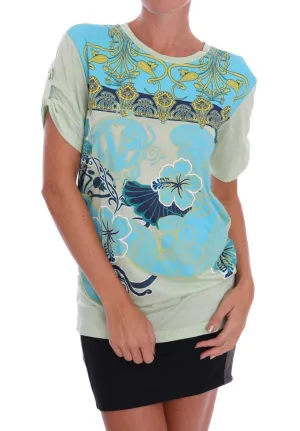 Green Blue Baroque Print Blouse