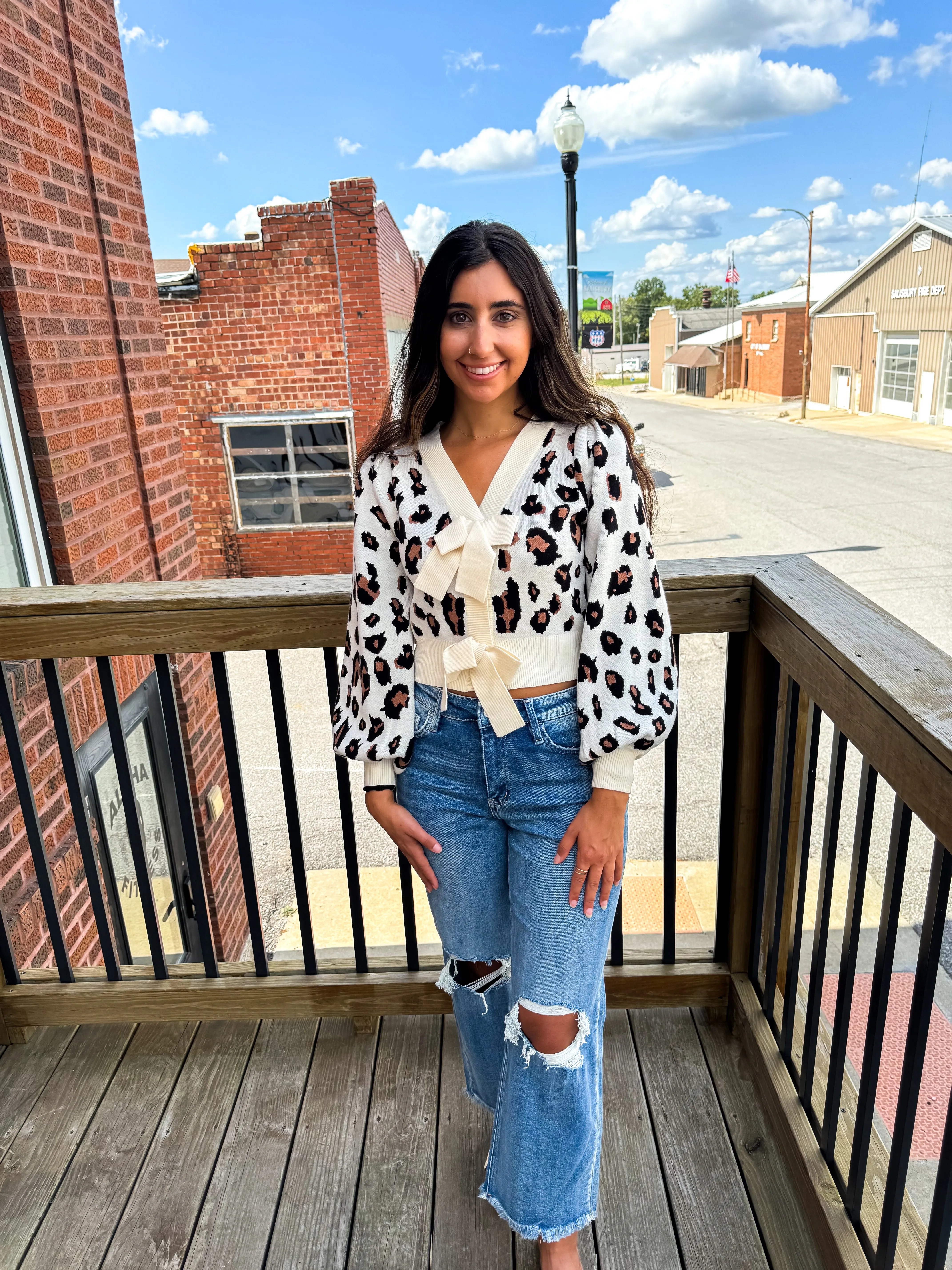 Greta- Leopard Bow Sweater
